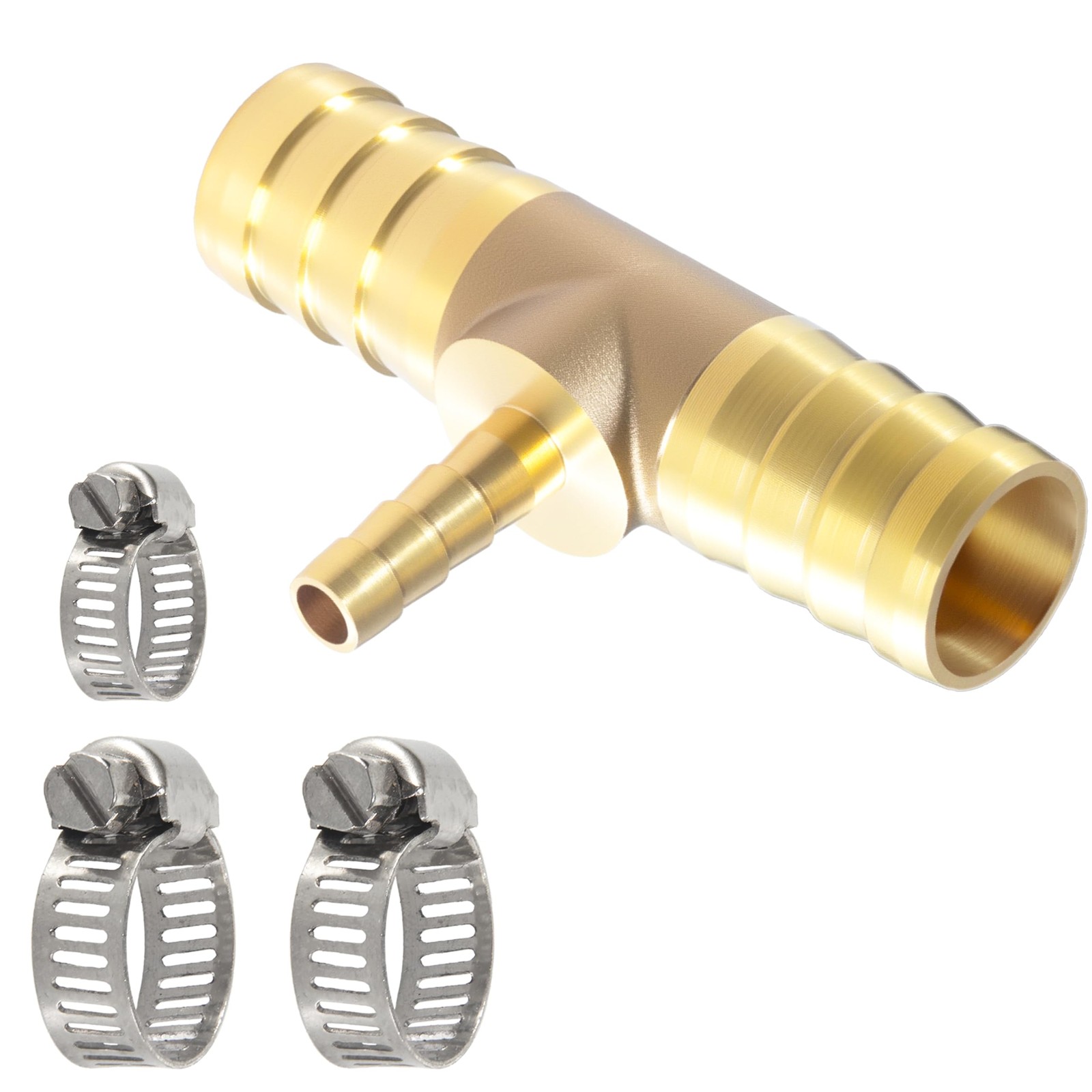 MSAEIQUN 5/8″ X 1/4″ X Brab Reducing Tee to 5/8″, Brass