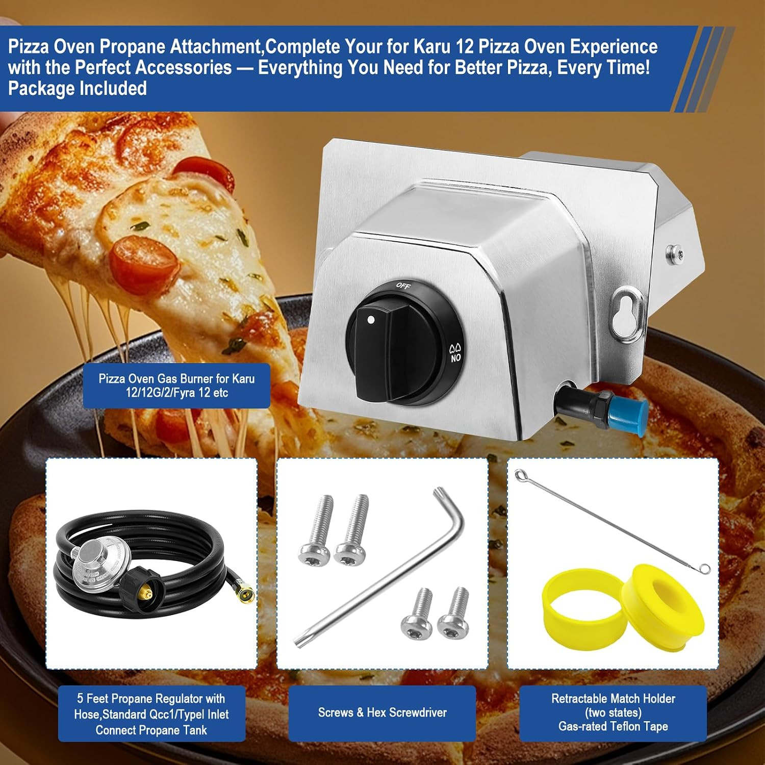 Pizza Oven Accessories, Pizza Oven Gas Burner Attachment, Outdoor Pizza Oven Acc