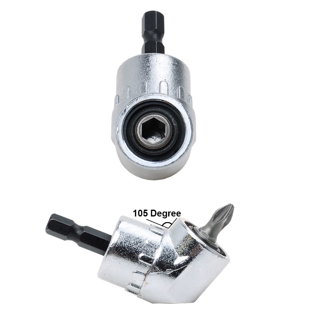 AUTOTOOLHOME 105° Right Angle Drill Attachment Silver