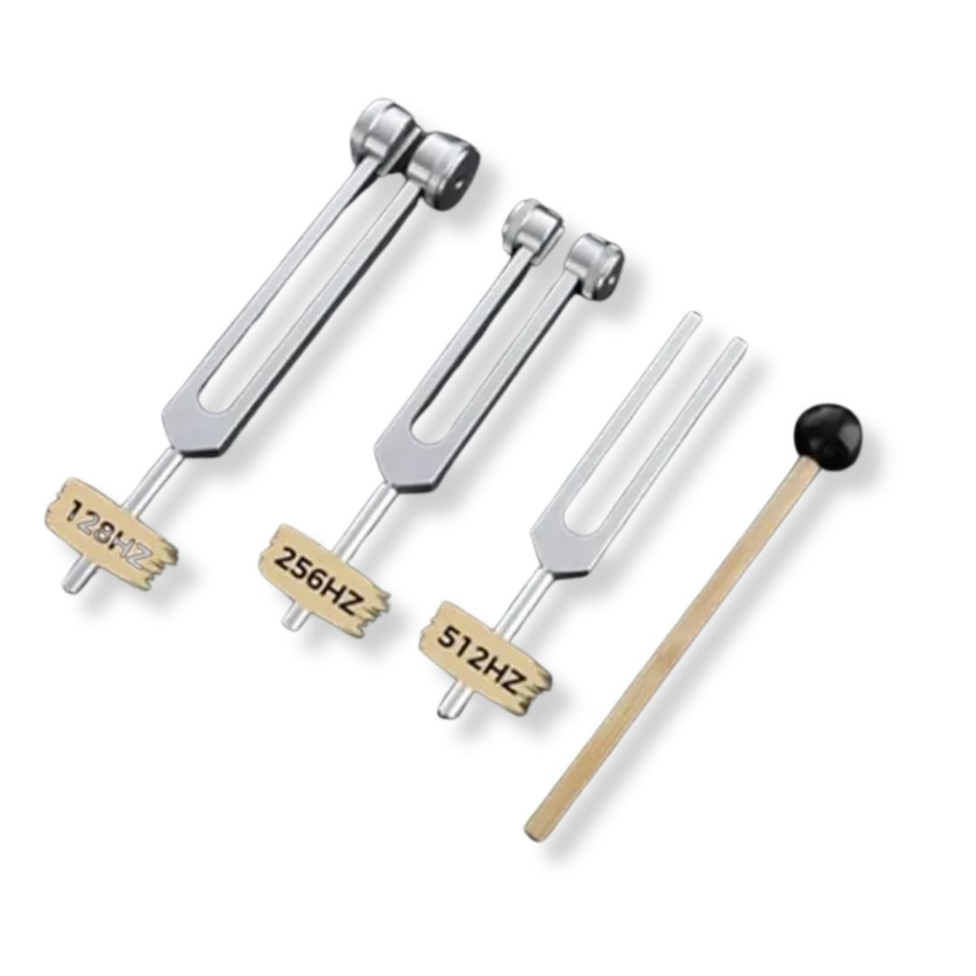 Healing Tuning Fork Set –128Hz, 256Hz, 512Hz Weighted for Chakra & Sound Therapy