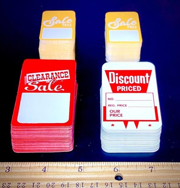 200/PK ASSORTED! ⭐ CLOTHES OR MERCHANDISE ⭐ RETAIL STORE GARAGE SALE PRICE TAGS