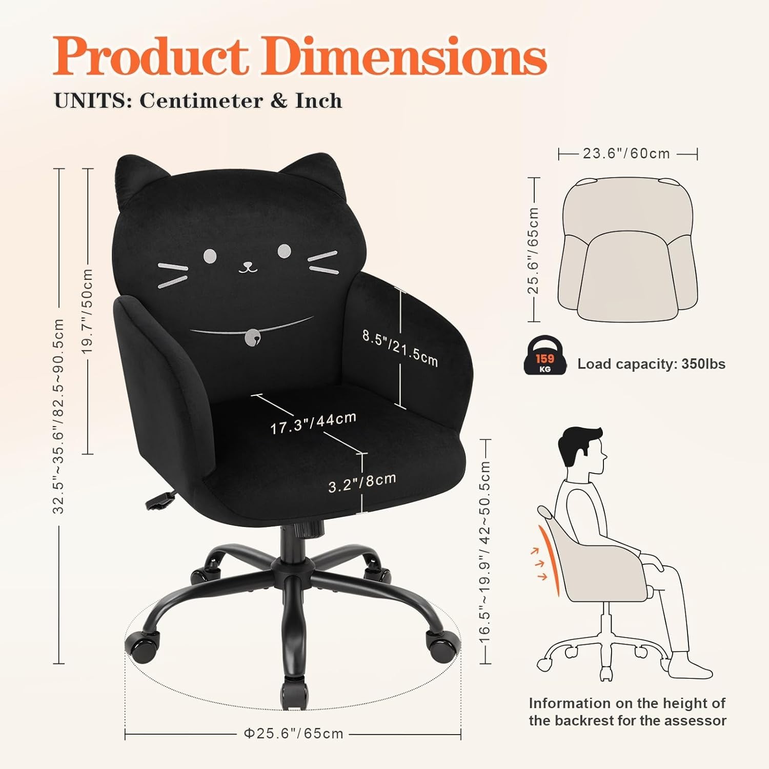 Versatile Cat-Inspired Velvet Task Chair: Stylish & Functional for Any Room
