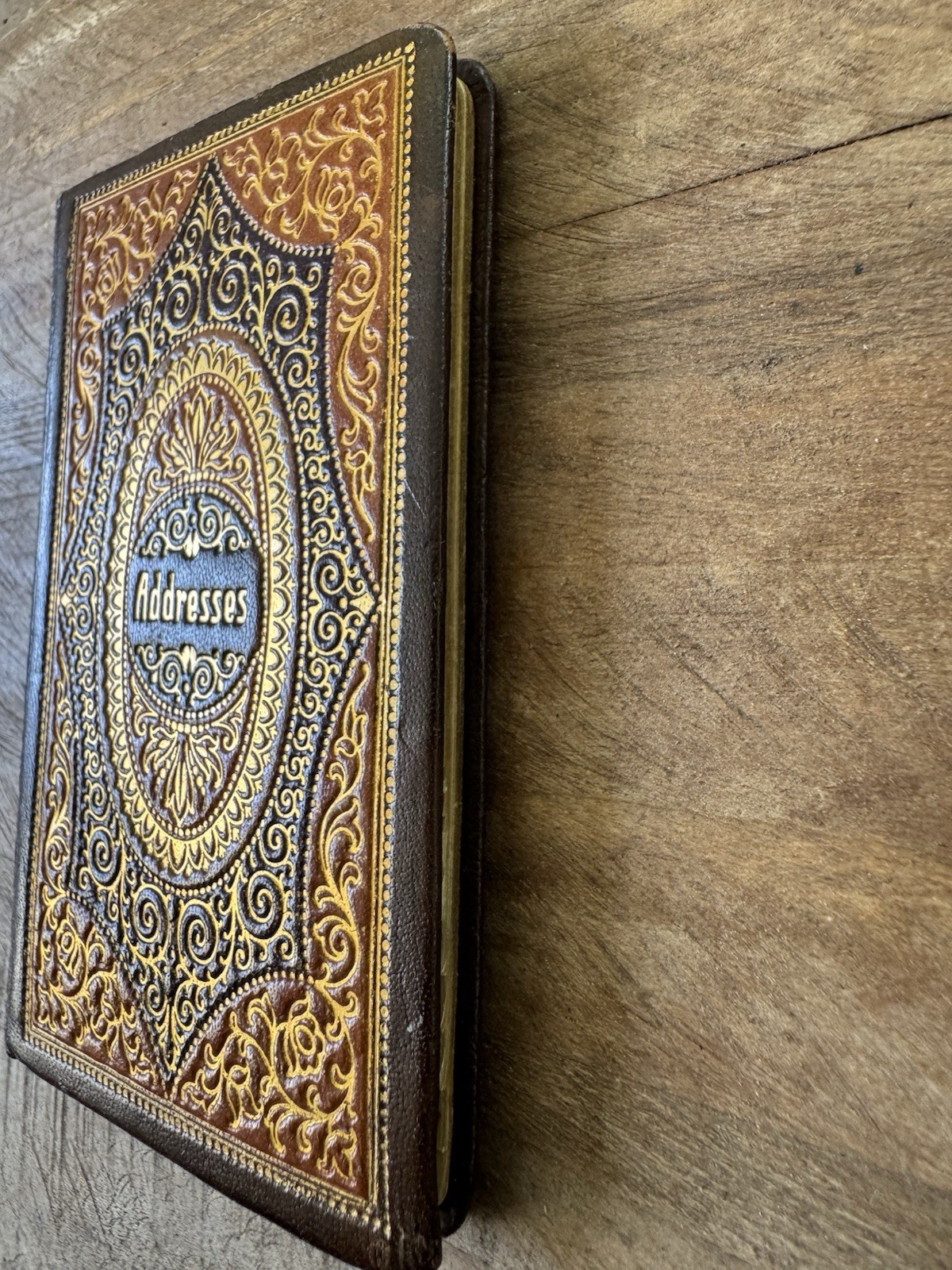 Antique Address Book Made in Austria Ornate Embossed Leather Victorian Style 4”