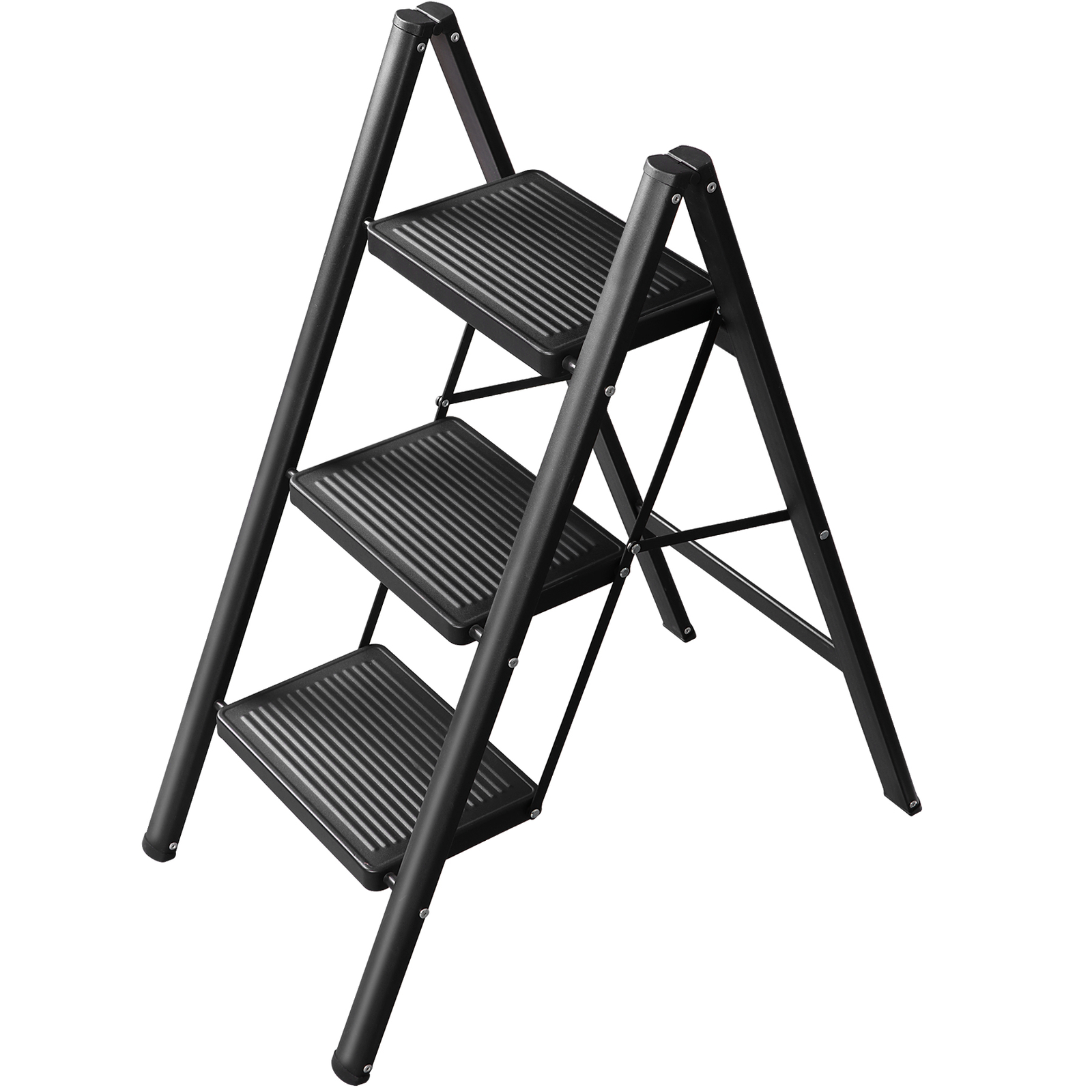Step Ladder 3 Step Folding Step Stool 330 Lbs for Home Tall Kitchen/Closet Black