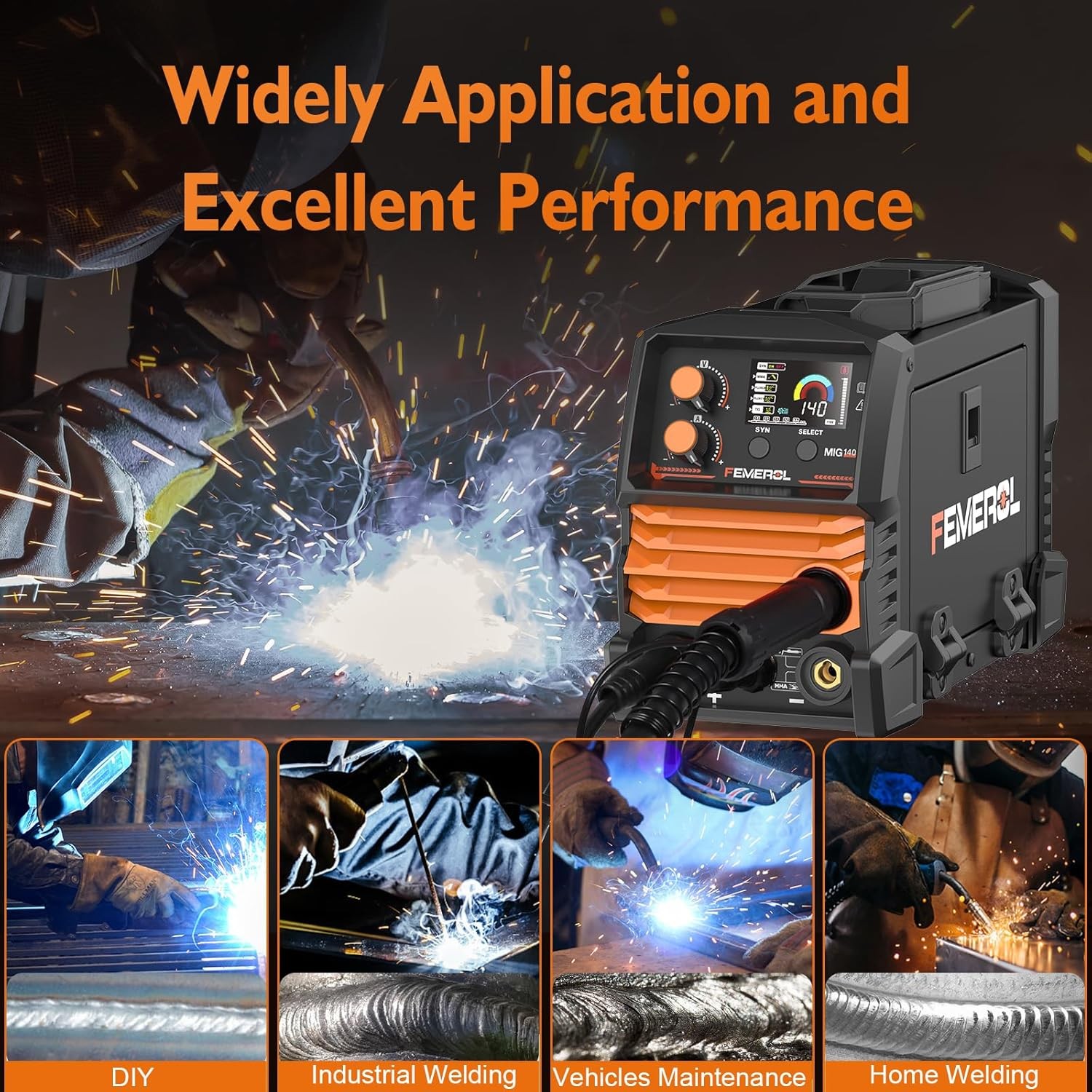 140A 3 in 1 MIG Welder,Flux Core, Mig/Lift Tig/Stick Welding Machine 110V Portab