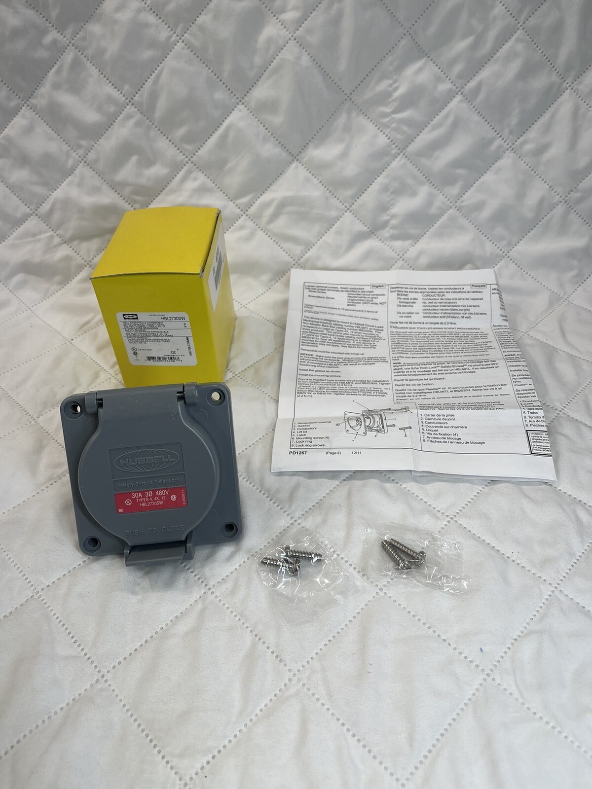 HUBBELL HBL2730SW HBL RECEPTACLE WATERTIGHT SAFETY 30 AMPS 480 VOLTS 3 POLE 4 WI