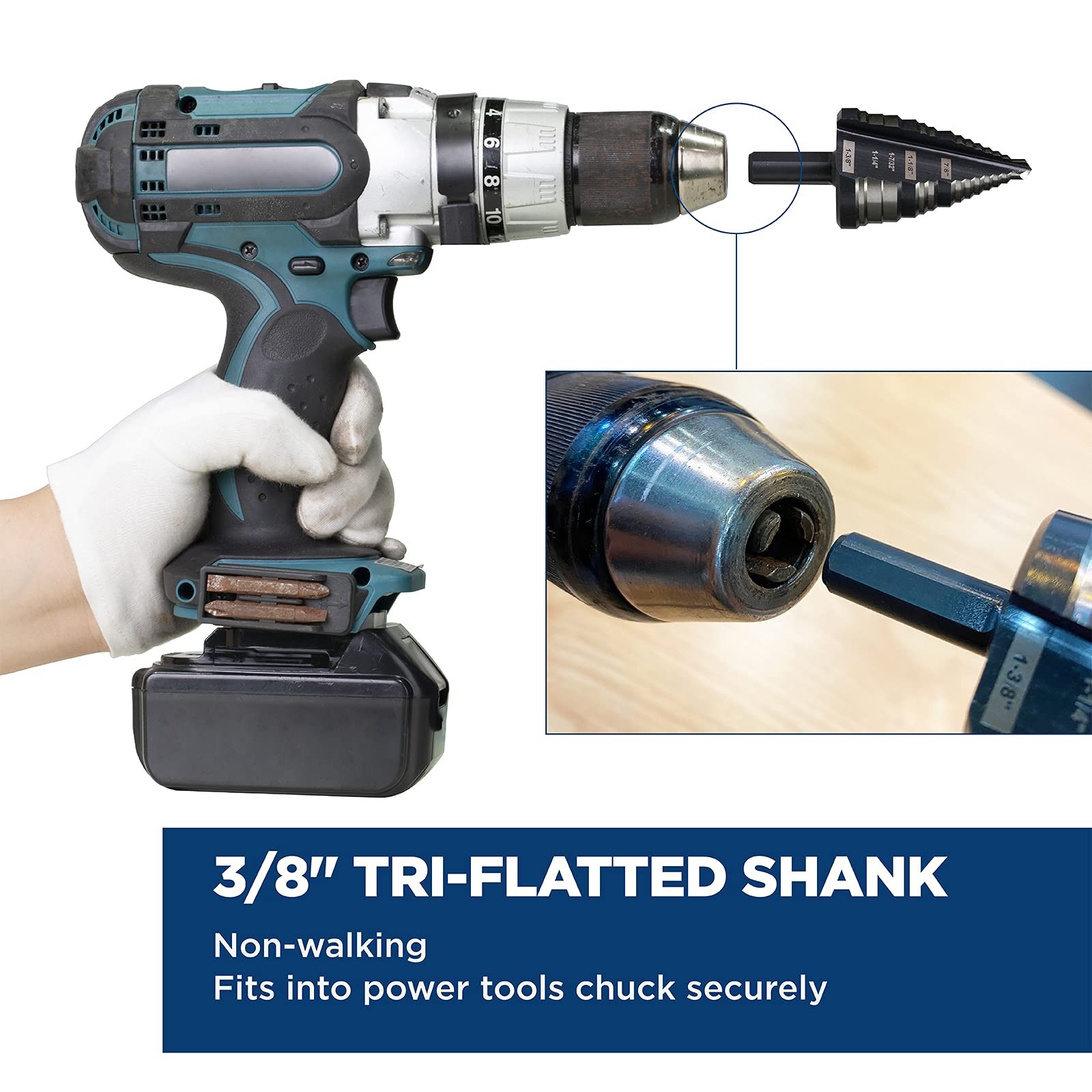 SHARPTOOL 1/4 to 1-3/8 Inches M2 HSS Step Drill Bit for Metal, 1/4″ 1-3/8″