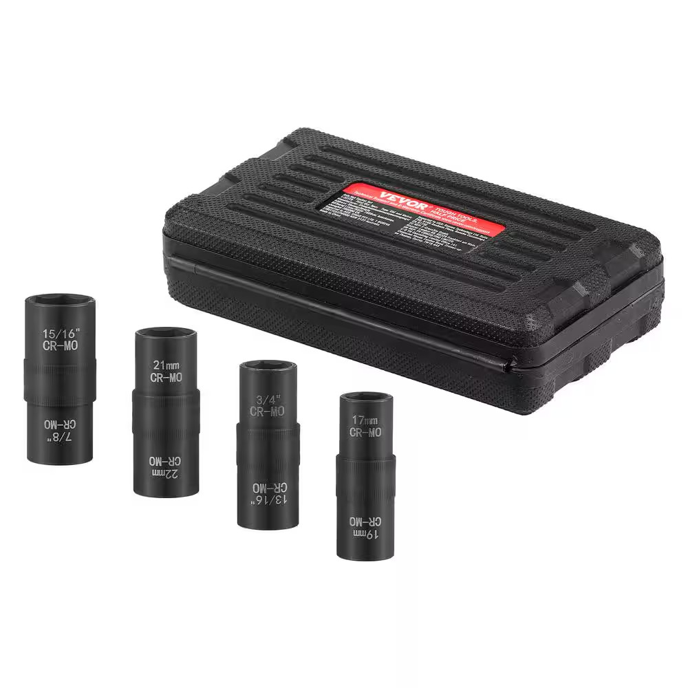 Lug Nut Impact Socket Set, 1/2 In. Drive Metric and SAE 6-Point Flip Socket Set,