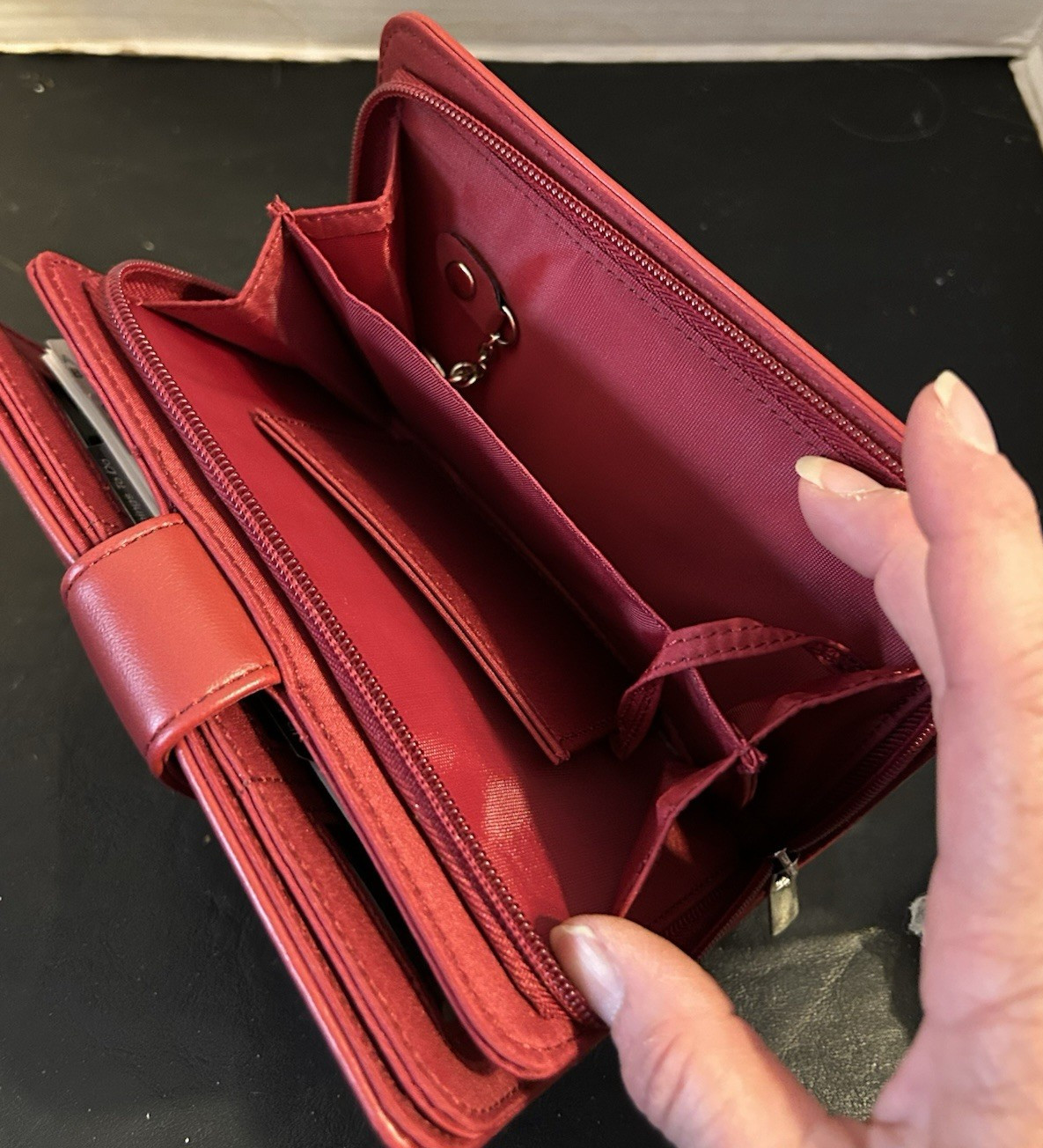 Mundi Red Faux Leather Zipper Personal Planner Organizer 7.5 in