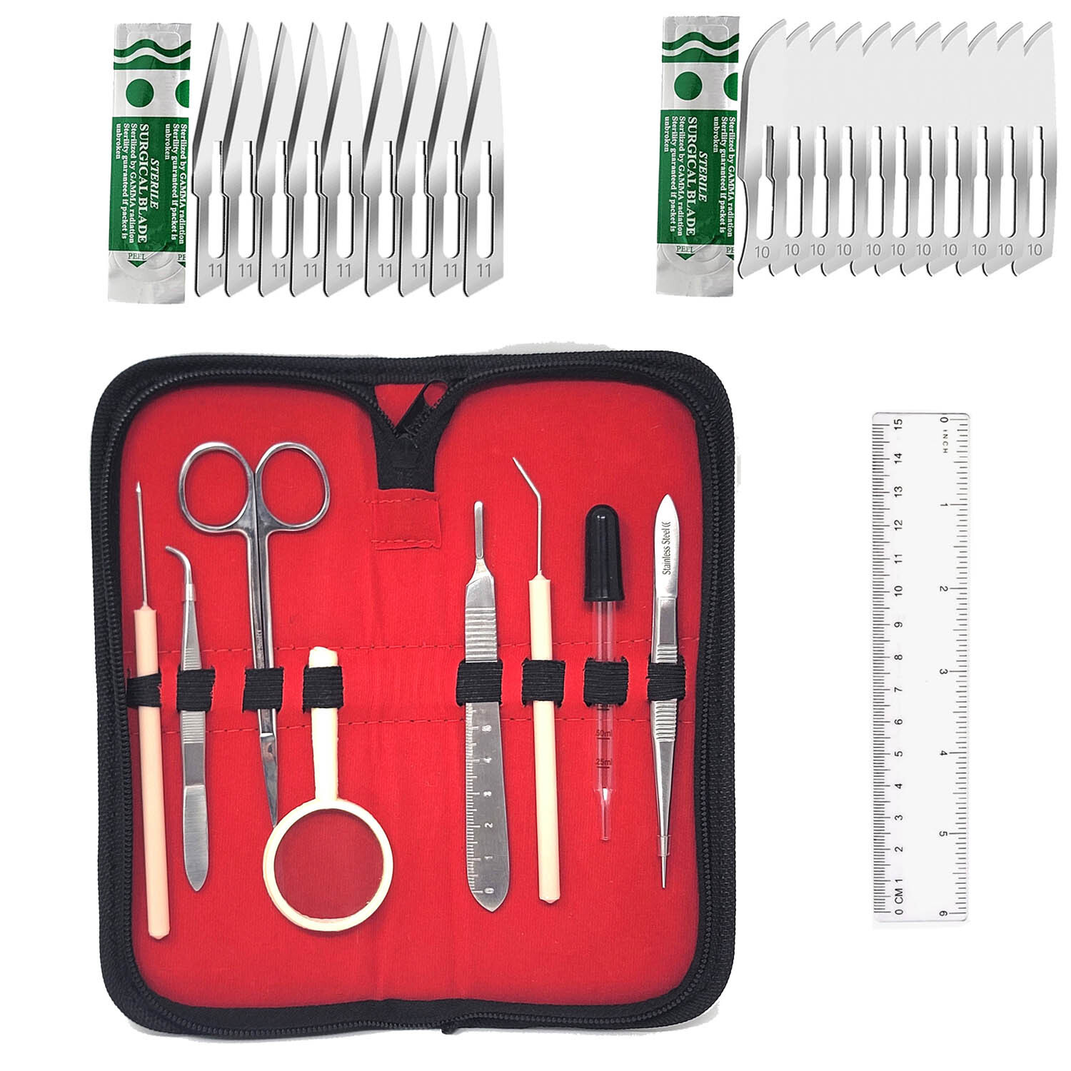 NEW University Biology Dissection Kit with Zipper Case Student Science Education