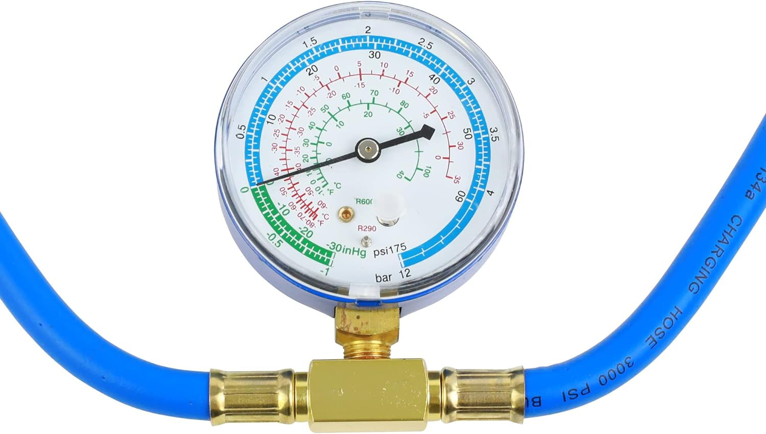 R290 and R600A Charging Hose and Gauge Set with 1/2″ Acme Can Tap