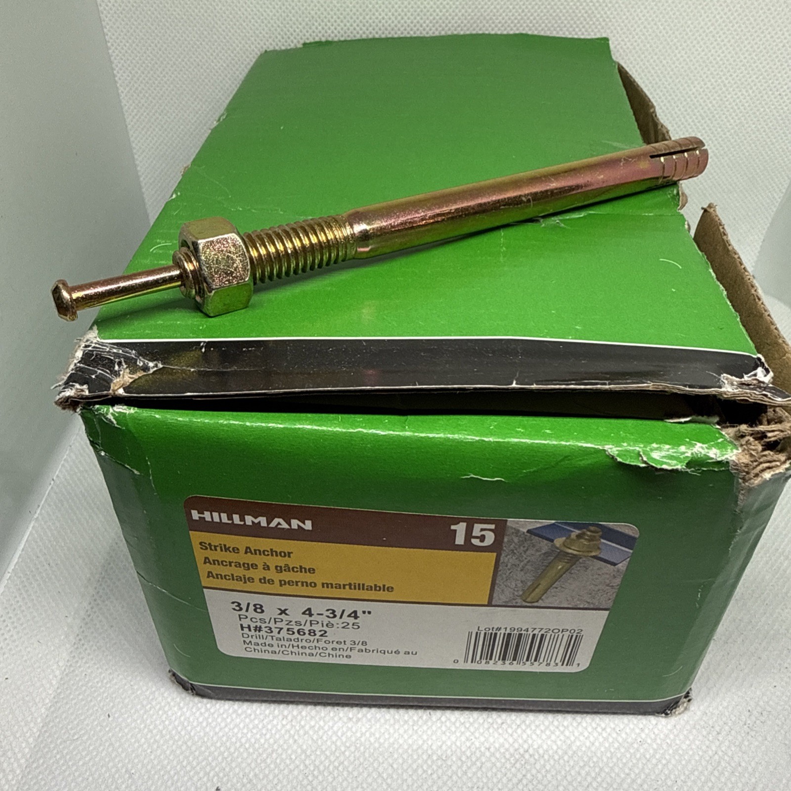 Hillman Fasteners 375682 Strike Anchor 3/8 x 4 3/4″ Pk/25