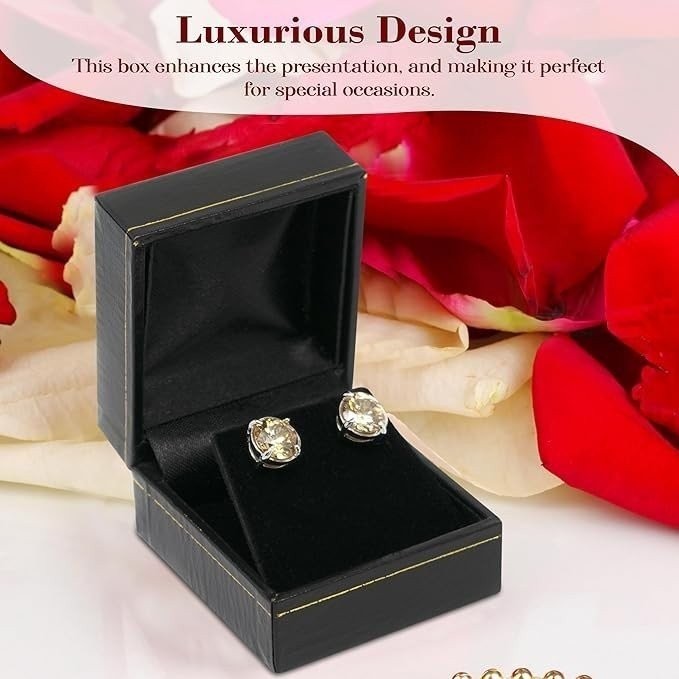Novel Box Black Earring Gift Boxes 2.1×1.9×1.25in Gold Trim Leatherette Case