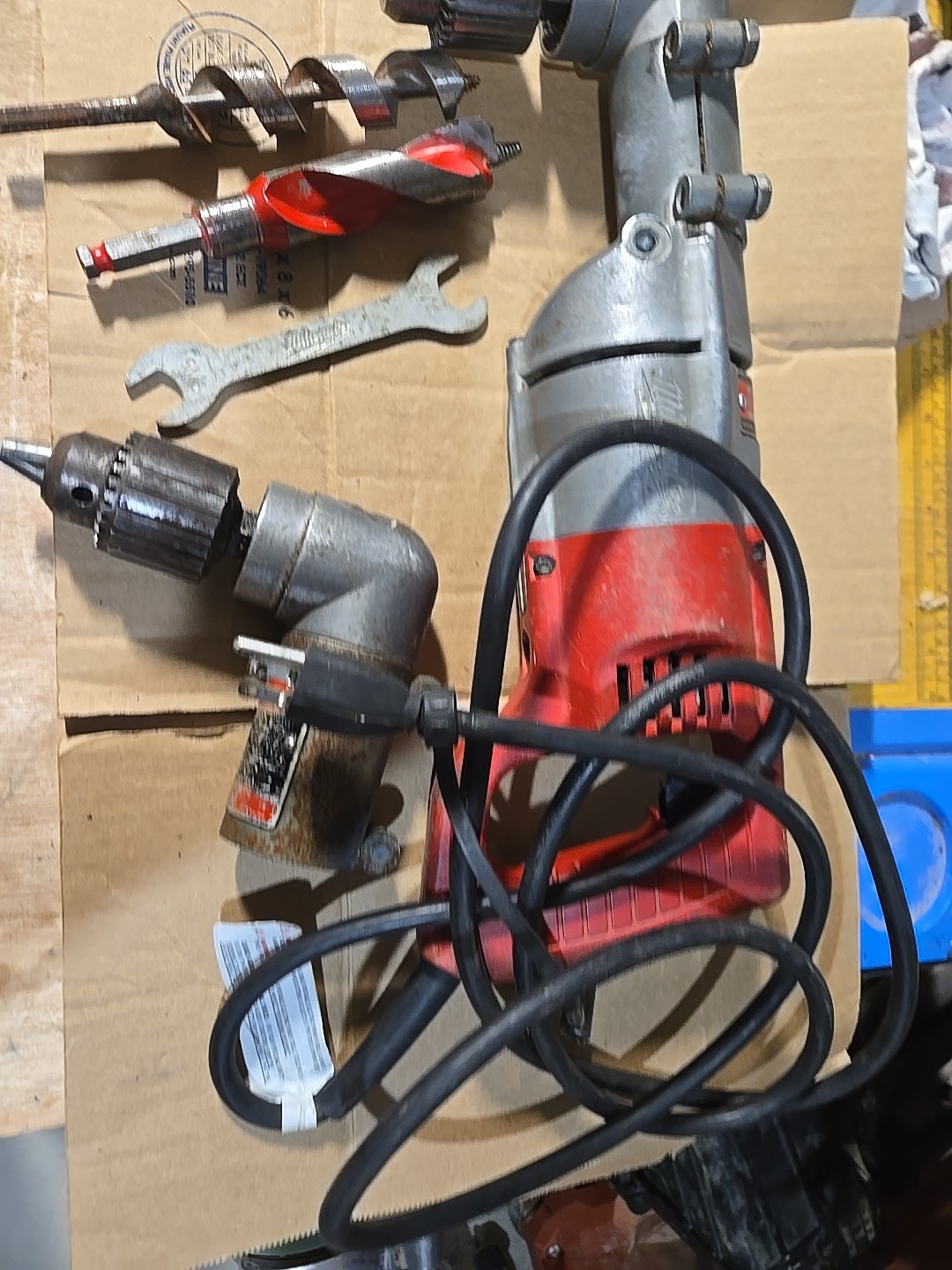 Milwaukee 1001-1 1/2 Right Angle Drill 500 RPM w/ Case And Extras Head And Bits