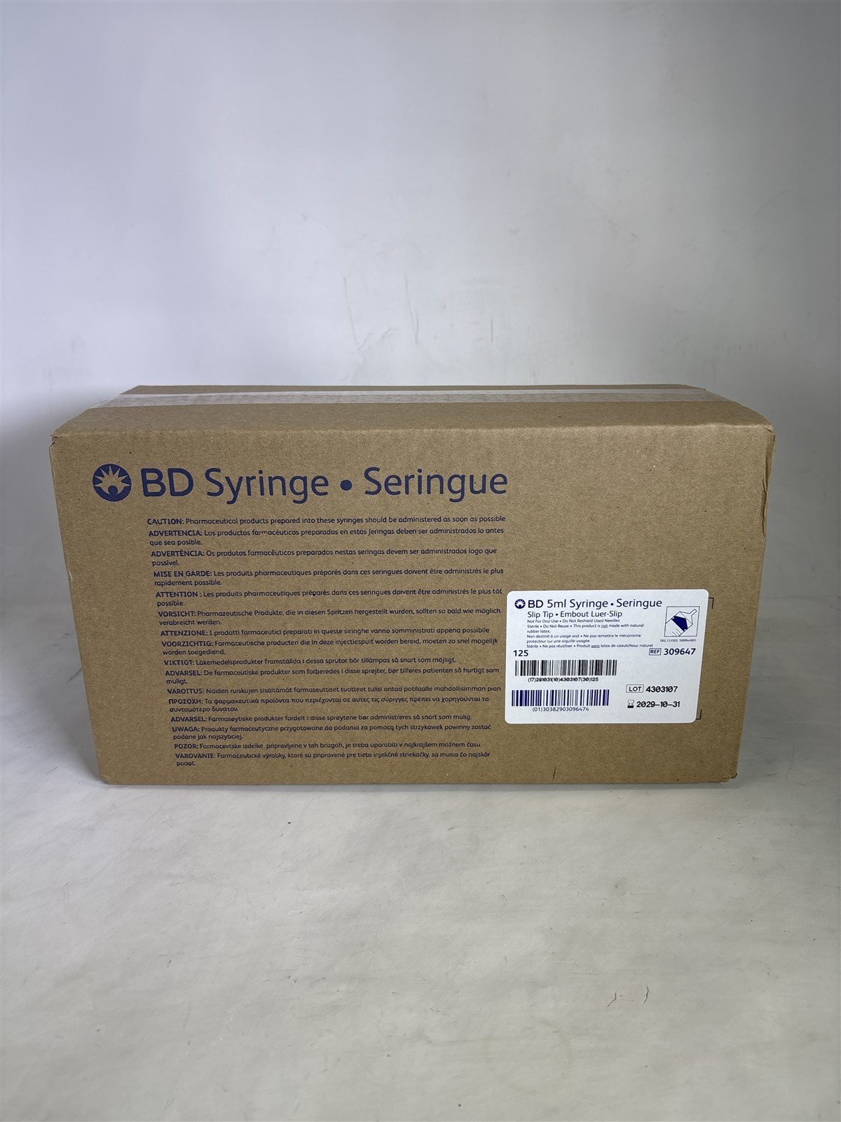 BD 5ml Syringe Slip Tip 309647 125pk