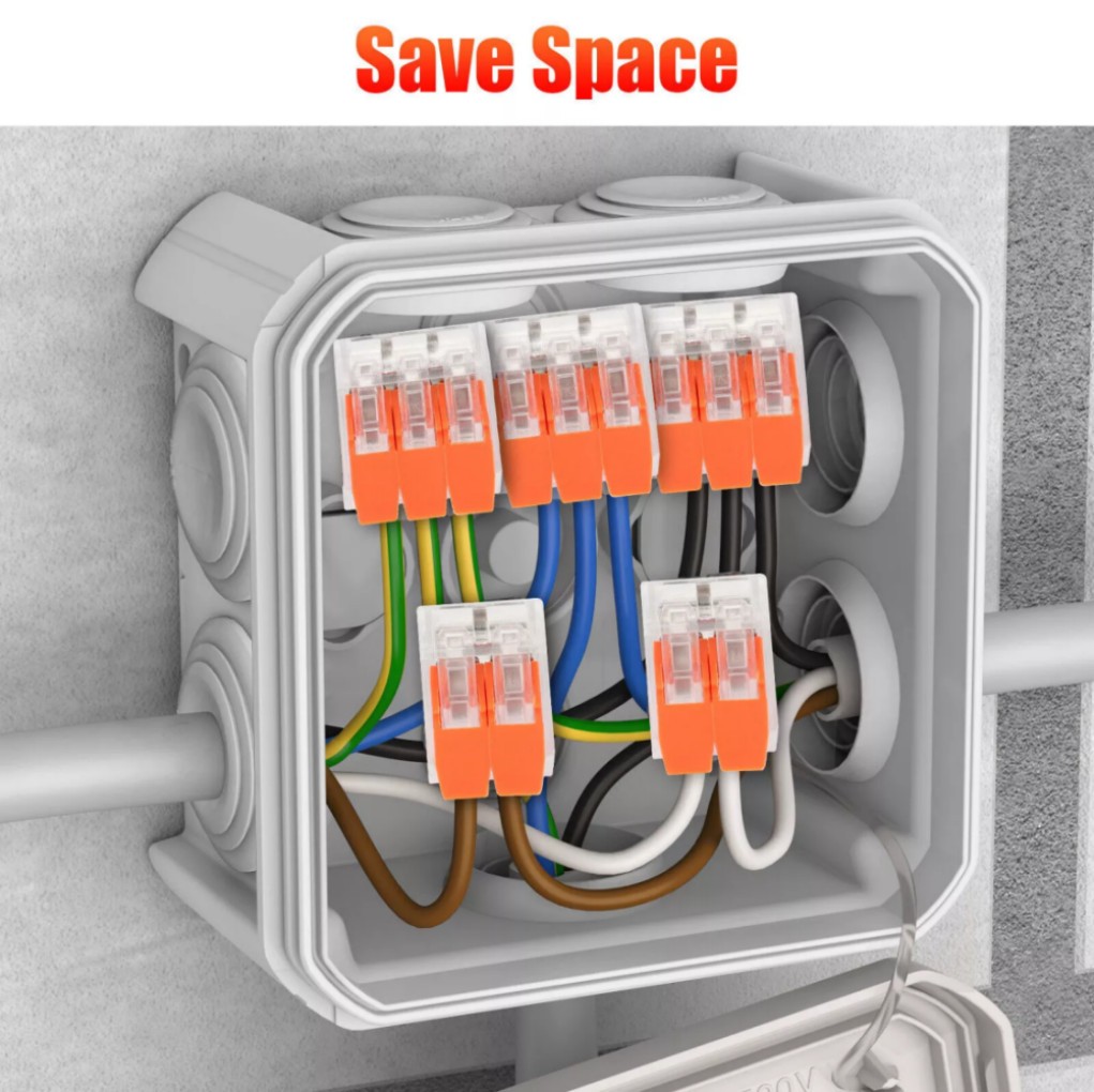 90 Pack Connectors Reusable Wire Clamp Terminal Blocks Compact Wire Connector*/+