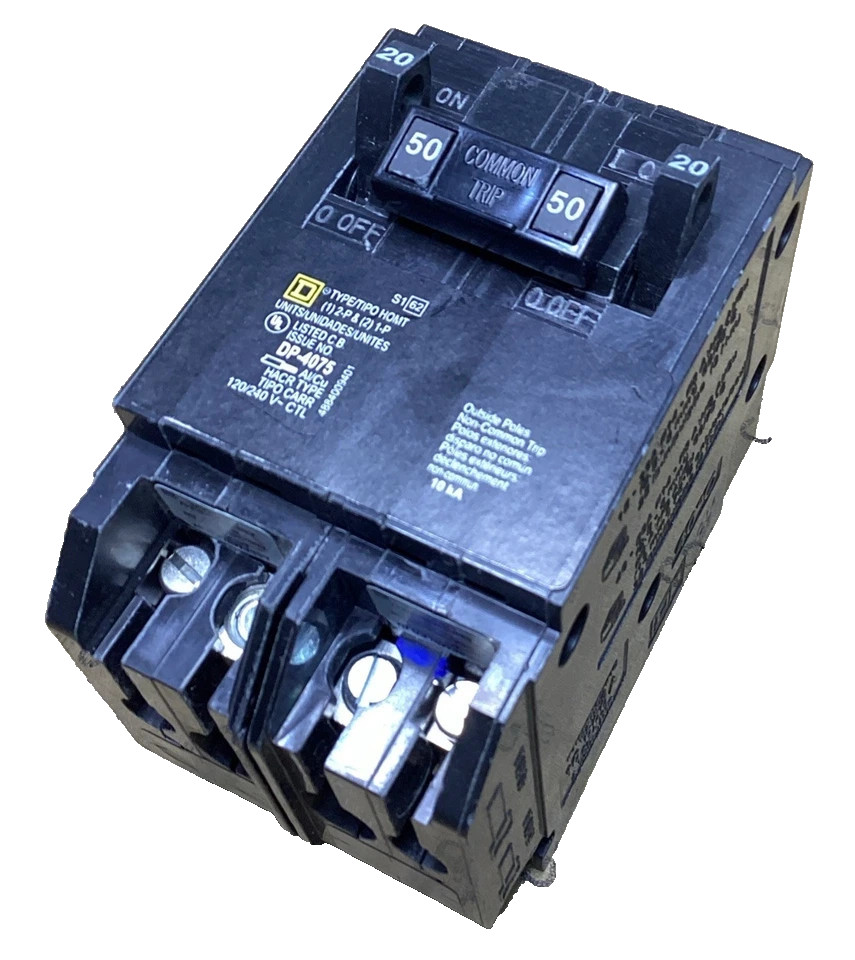 SQUARE D Quad HOMT2020250 Tandem Breaker 50/20A Two 1-Pole 20A & One 2-Pole 50A