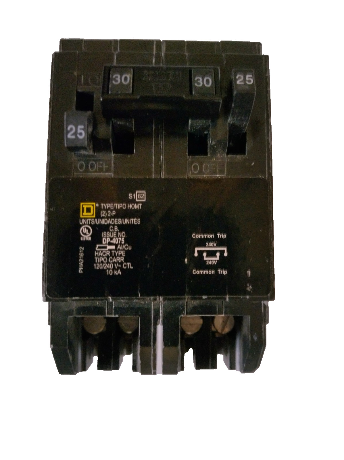 Square D Quad HOMT2525230 Plug-On 25/30A Tandem Breaker (2) 1P-25A / (1) 2P-30A