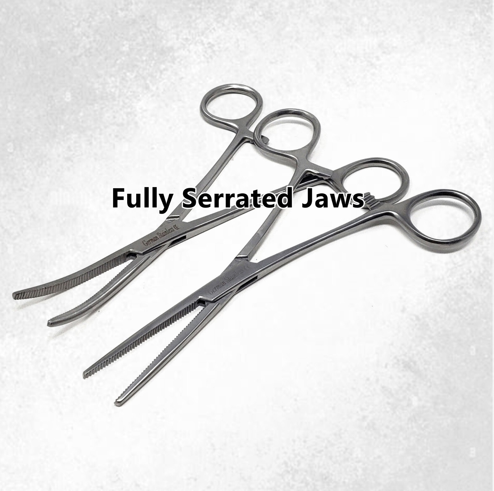 2x LOCKING HEMOSTAT FORCEPS 6.25″ STRAIGHT + CURVED SURGICAL GERMAN STAINLESS CE