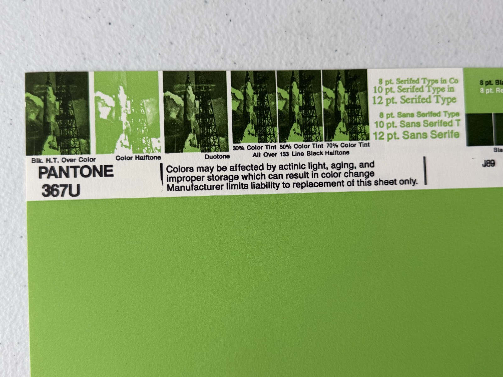Pantone Vintage Poster [Green/Chartreuse/Olive] Uncoated Sheet by Leteraset