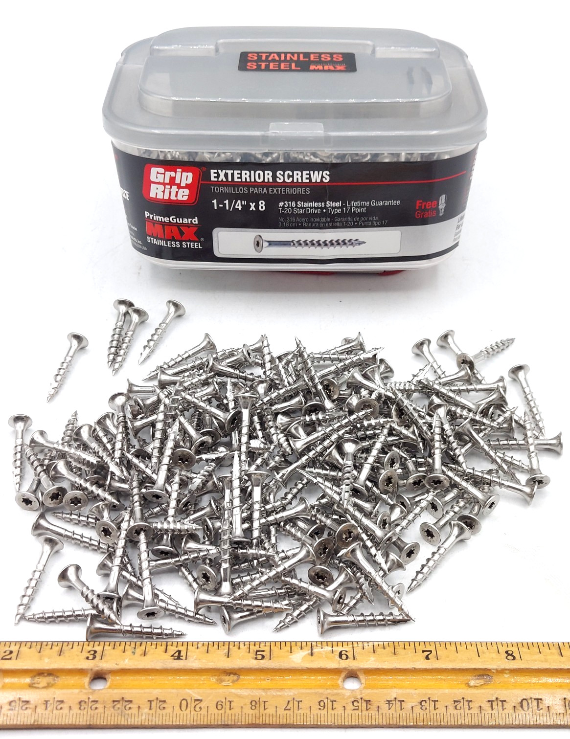 1-1/4″ T20 Star Drive #8 Flat Head Wood Screws 316 Marine Stainless Steel 200/ea