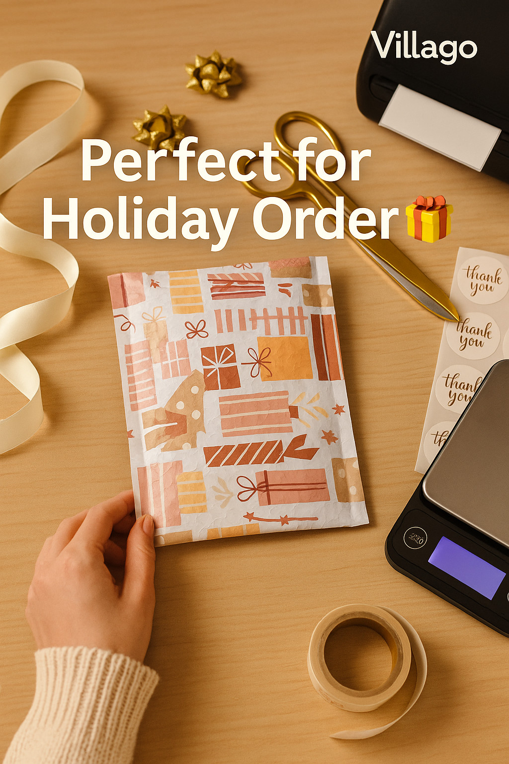 Christmas Gift Poly Bubble Mailers 6.5×10 Self-Seal Padded Envelopes | Villago