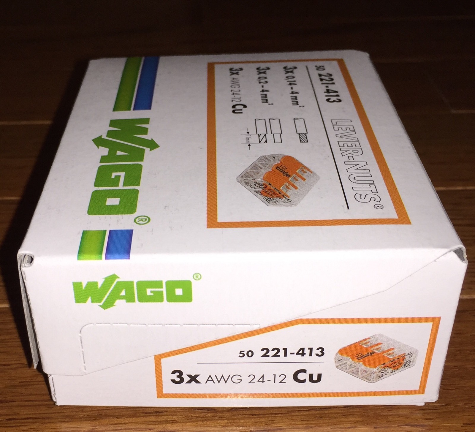 50 pcs WAGO 221-413 COMPACT Splicing Connectors 3 pole Lever Nuts FREE SHIPPING!