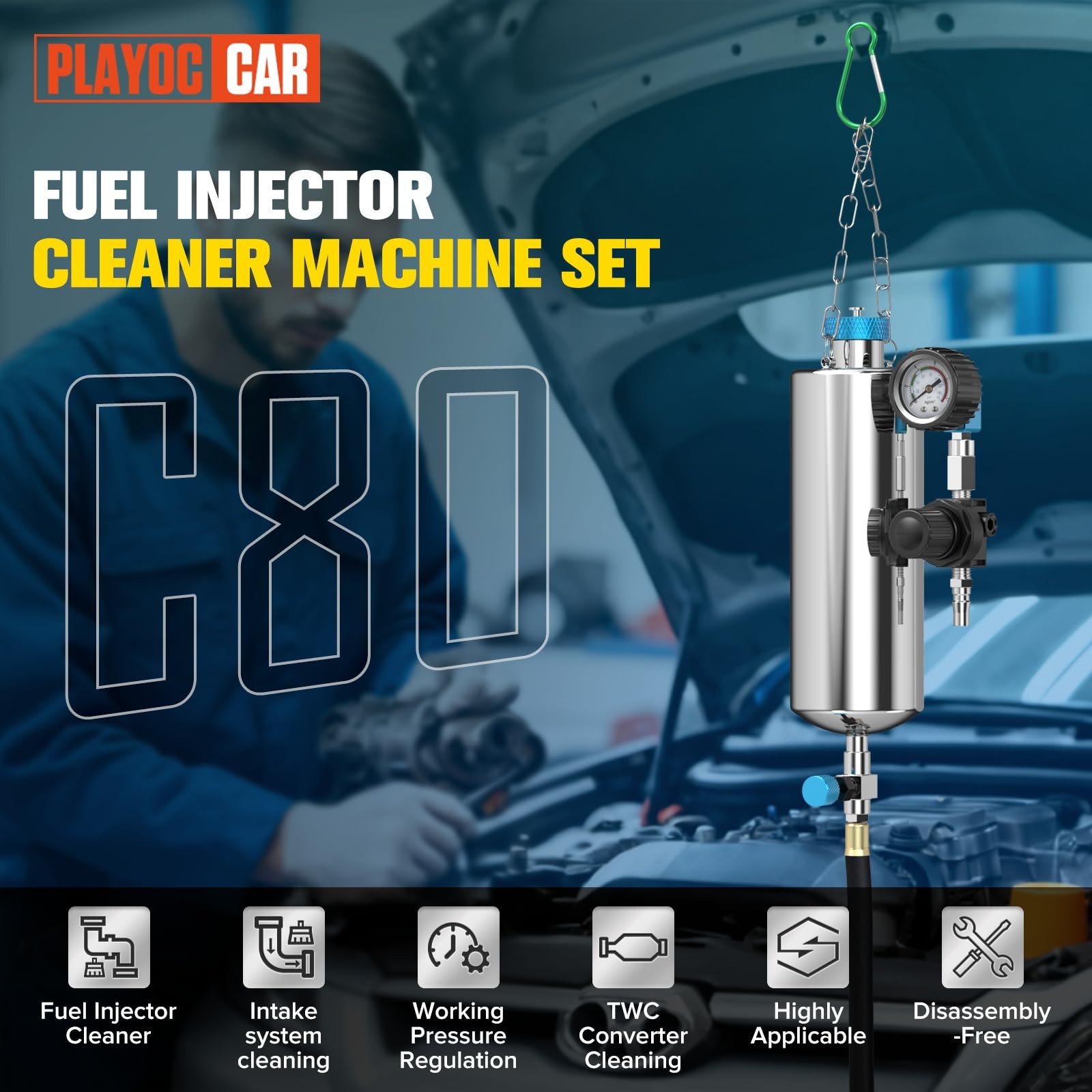 Fuel Injector Cleaner Kit 1000ml 150PSI 21pc Adapters for Car Fuel System Cleani