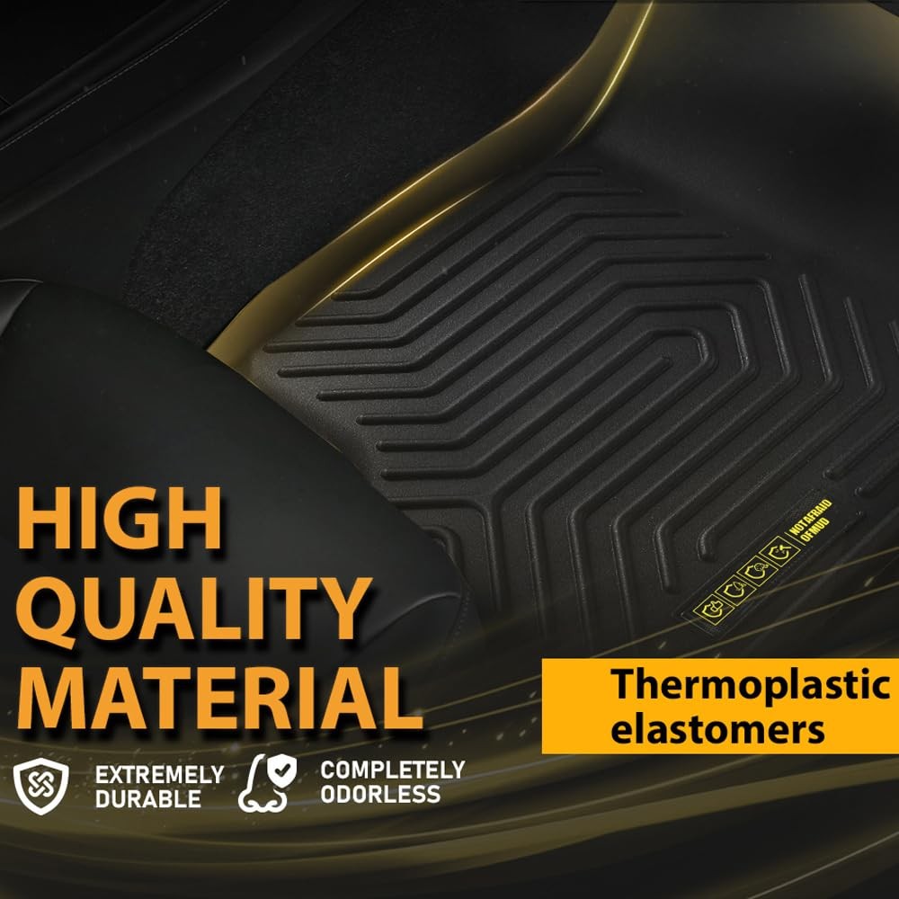 TPE Floor Mats Cargo Liners for Nissan Titan Crew Cab 2004-2015 3PCS All-Weather