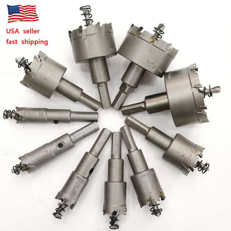 Carbide Tip TCT Hole Saw Cutter Drill Bit Set For Steel Metal Alloy 16-53mm 10pc