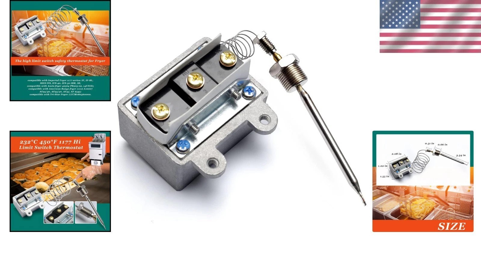 Durable 1177 High Limit Thermostat Switch – Prevents Oil Overheating for Fryers