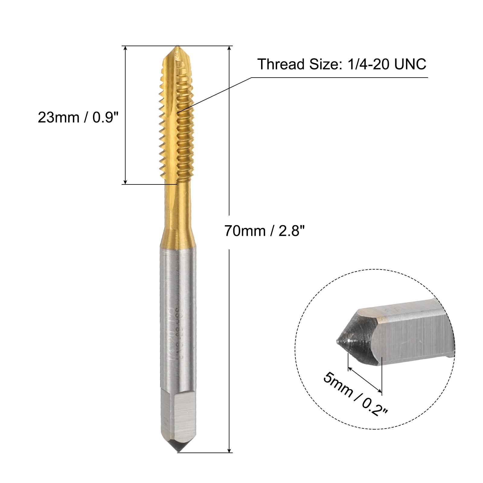 6Set 1/4-20 UNC B2 Spiral Point Thread Tap Titanium Coated Tapping