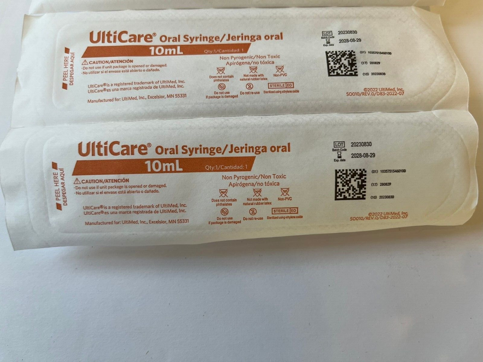 UltiCare Oral Syringes – 10mL – Sterile – Individually Wrapped with Cap – 9 Pack