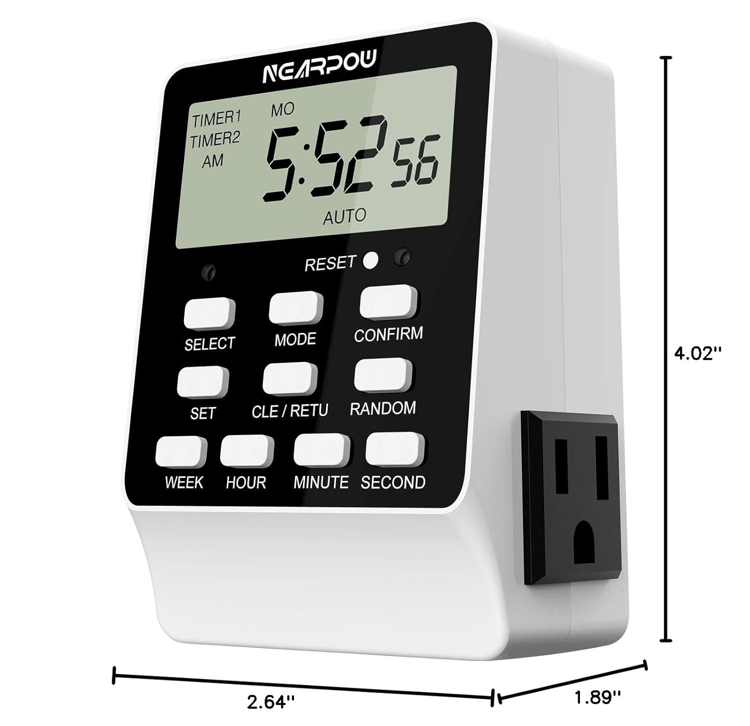 Dual Digital Outlet Timer – 2 Independent Outlets, 18 Programs, Heavy Duty 15A