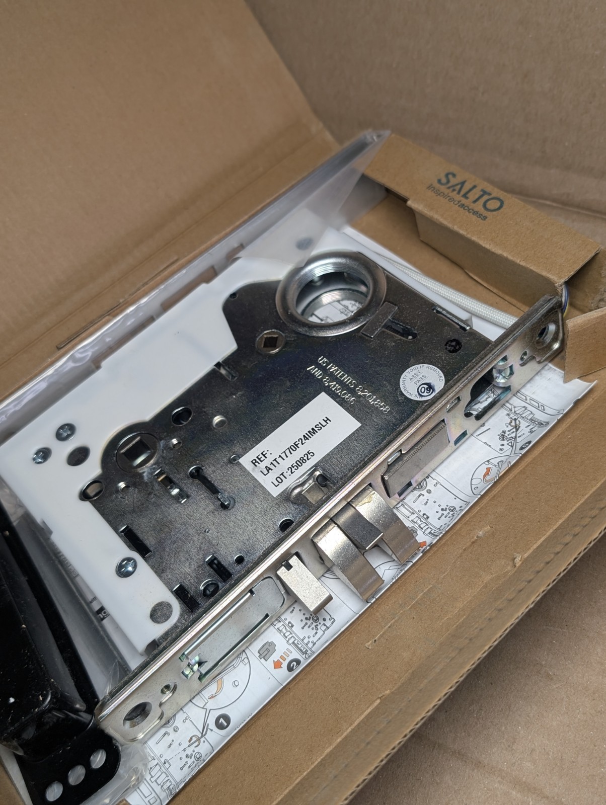 Salto XS4 LA1T Mortise Lock Case w/ Door Detector Satin SS (LA1T1770F24PMSLH) LH
