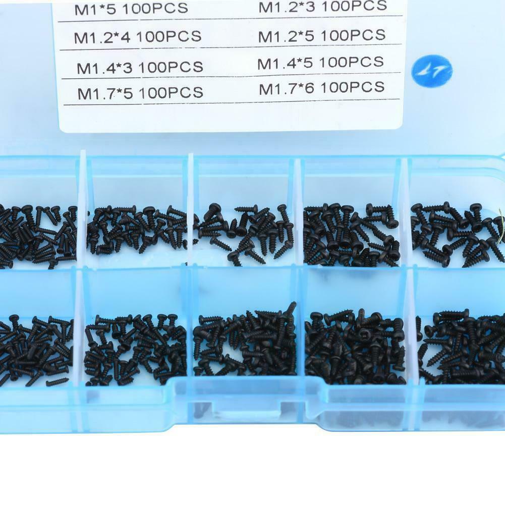 Black Small Self Tapping Screws Phillips Pan Head M1 M1.2 M1.4 M1.7 1000pcs