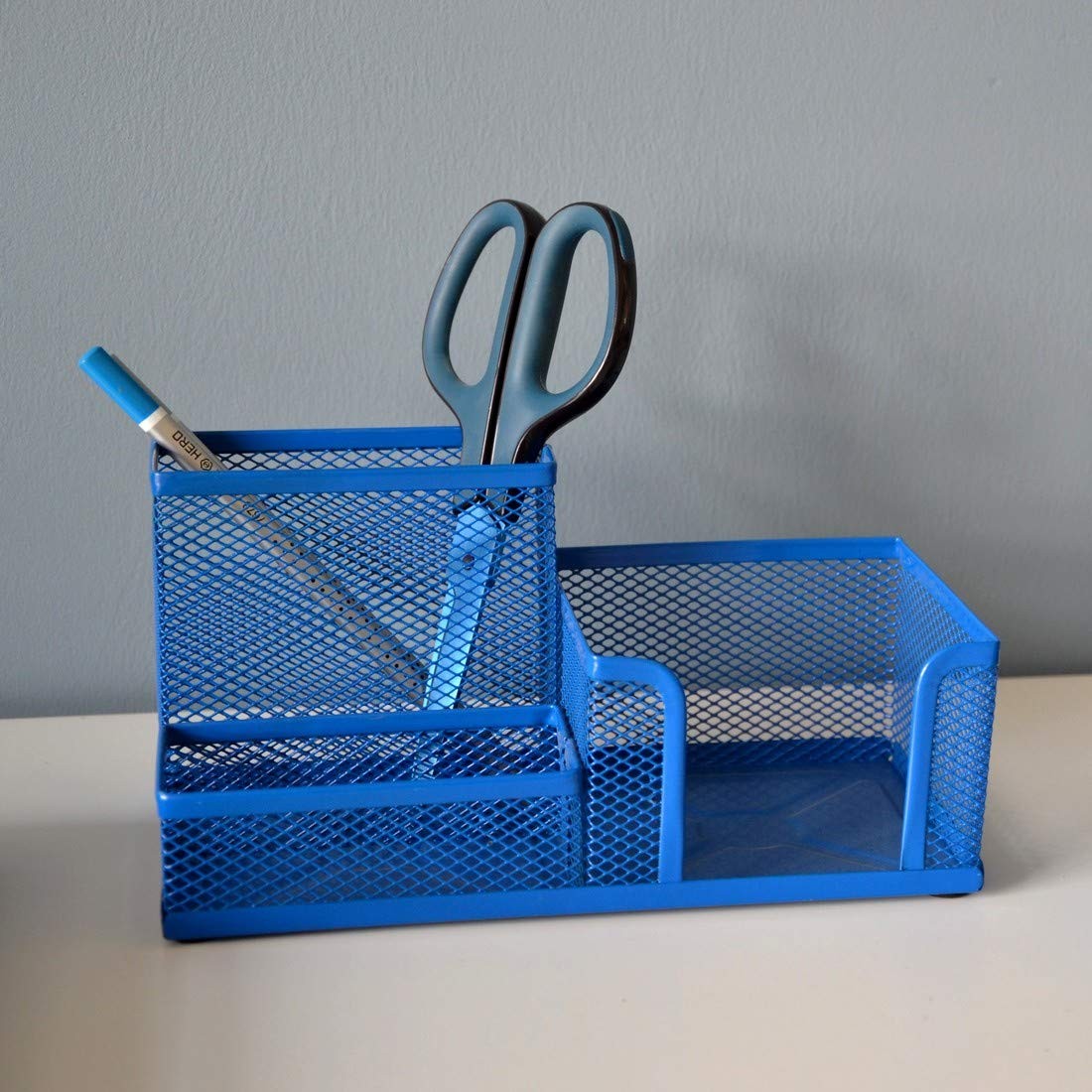 Leviatan Desk Organizer | Metal | Office Pen Holder Navy Blue