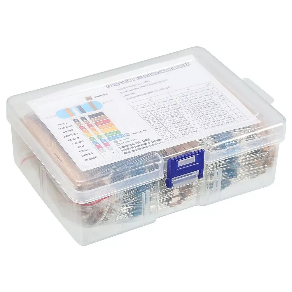 2600 Pcs 130 Values 1/4W 0.25W 1 ohm- 3M ohm Resistors Kit Assortment Set 1%