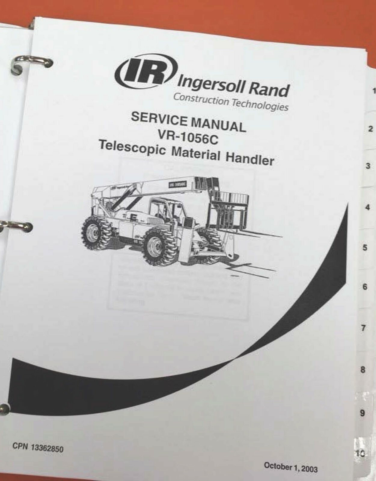 Ingersoll Rand Telehandler VR1056C Service Manual – 13362850