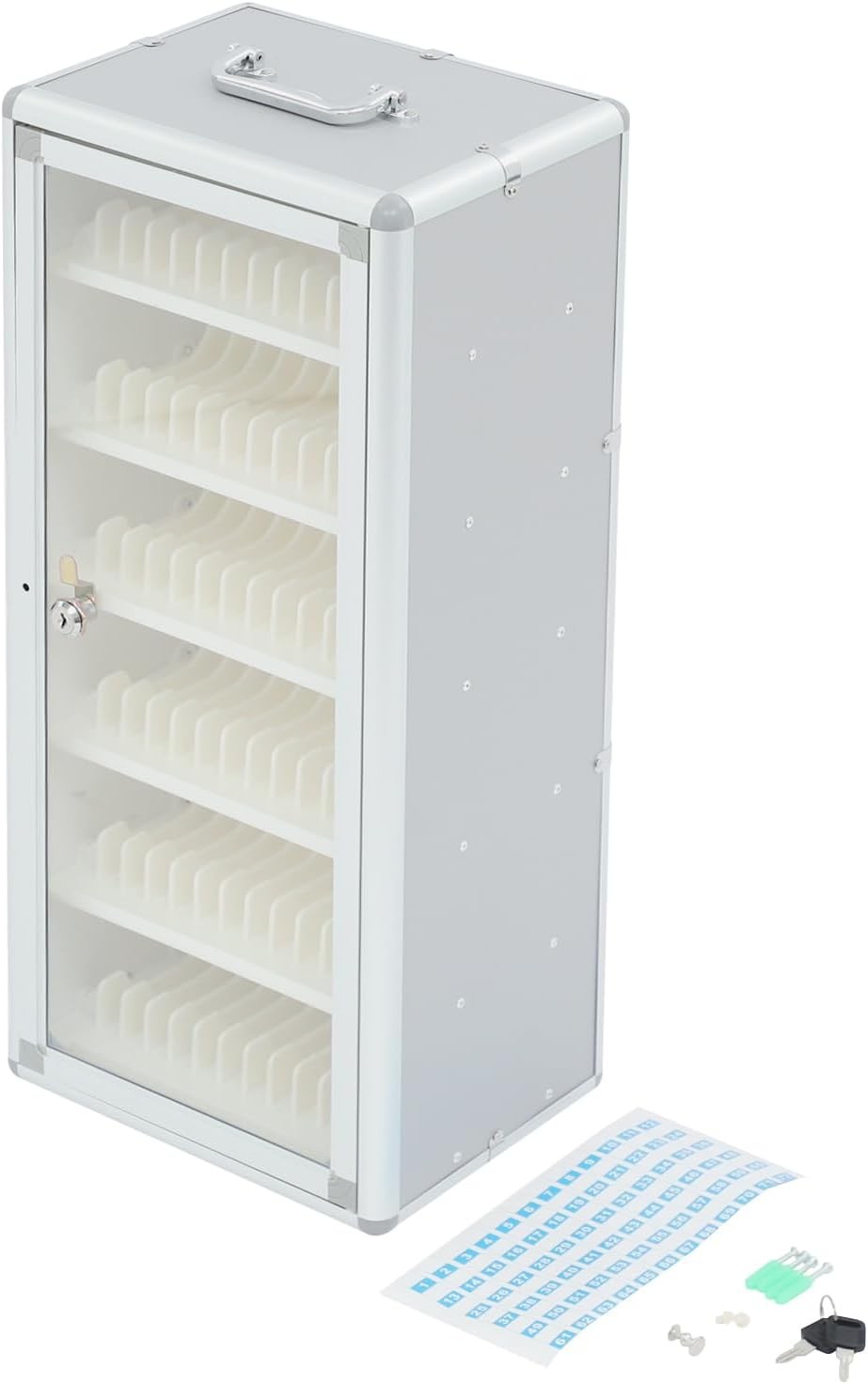 72 Slots Cell Phone Locker Box Cell Phone Lockers Storage Cabinet White