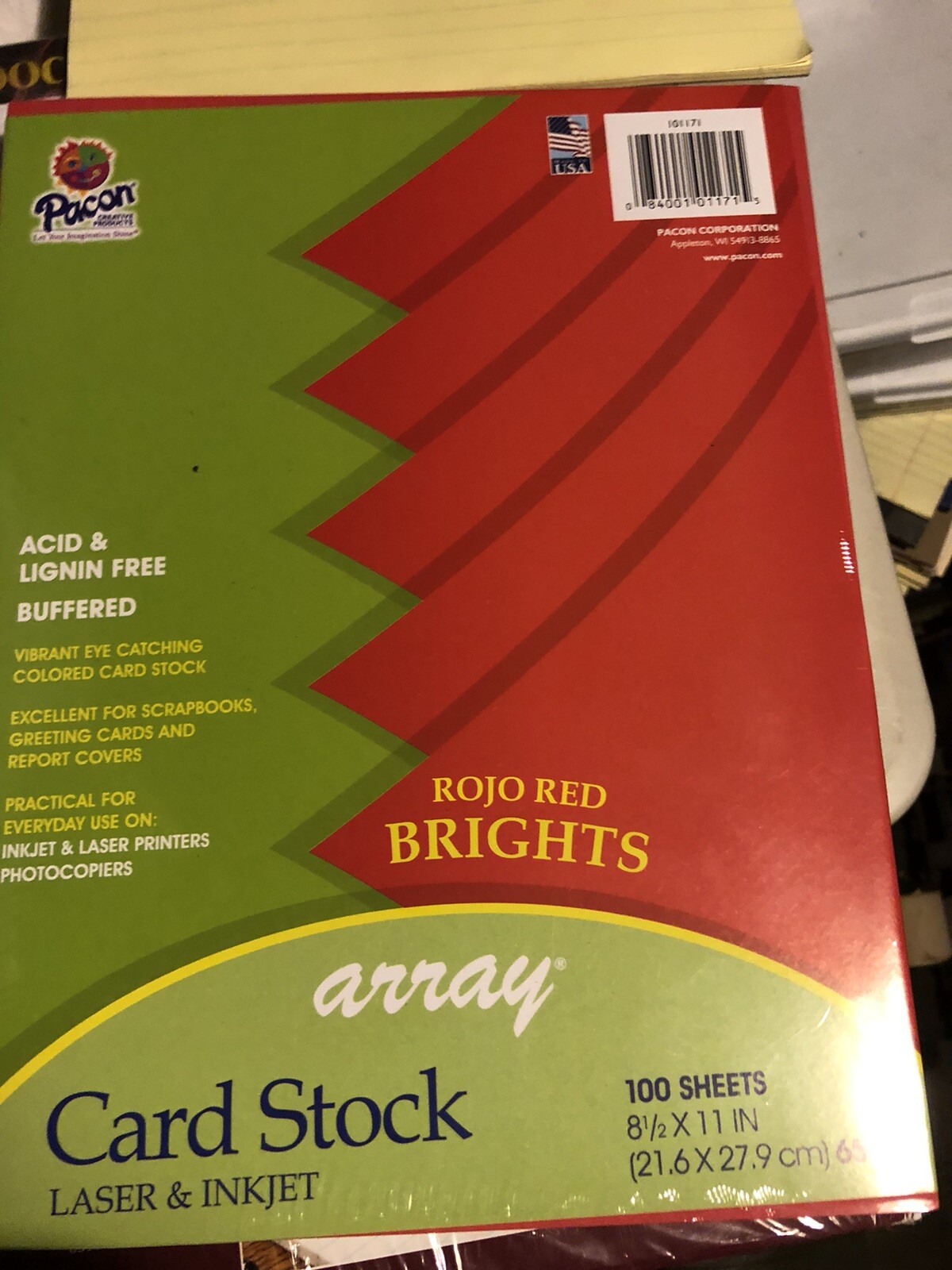 PAC101171, 100 Per Pack Rojo Red 65 Lb Card Stock Laser And Inkjet