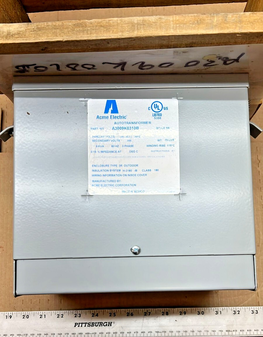 Acme EletricTransformer 3 Phases, 9KA, 60HZ, 208-240V, P/N A3009K031B