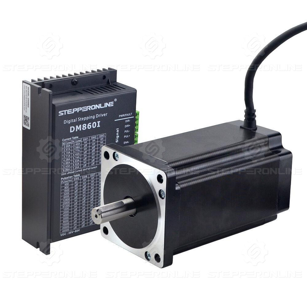 STEPPERONLINE Nema 34 Stepper Motor 8.2Nm(850oz.in) 6A φ14mm &Driver DM860I Kit