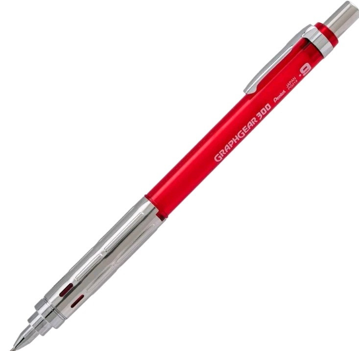 Pentel GraphGear 300 Mechanical Pencil (Red) 0.9 mm (Box of 9) PG319-TB