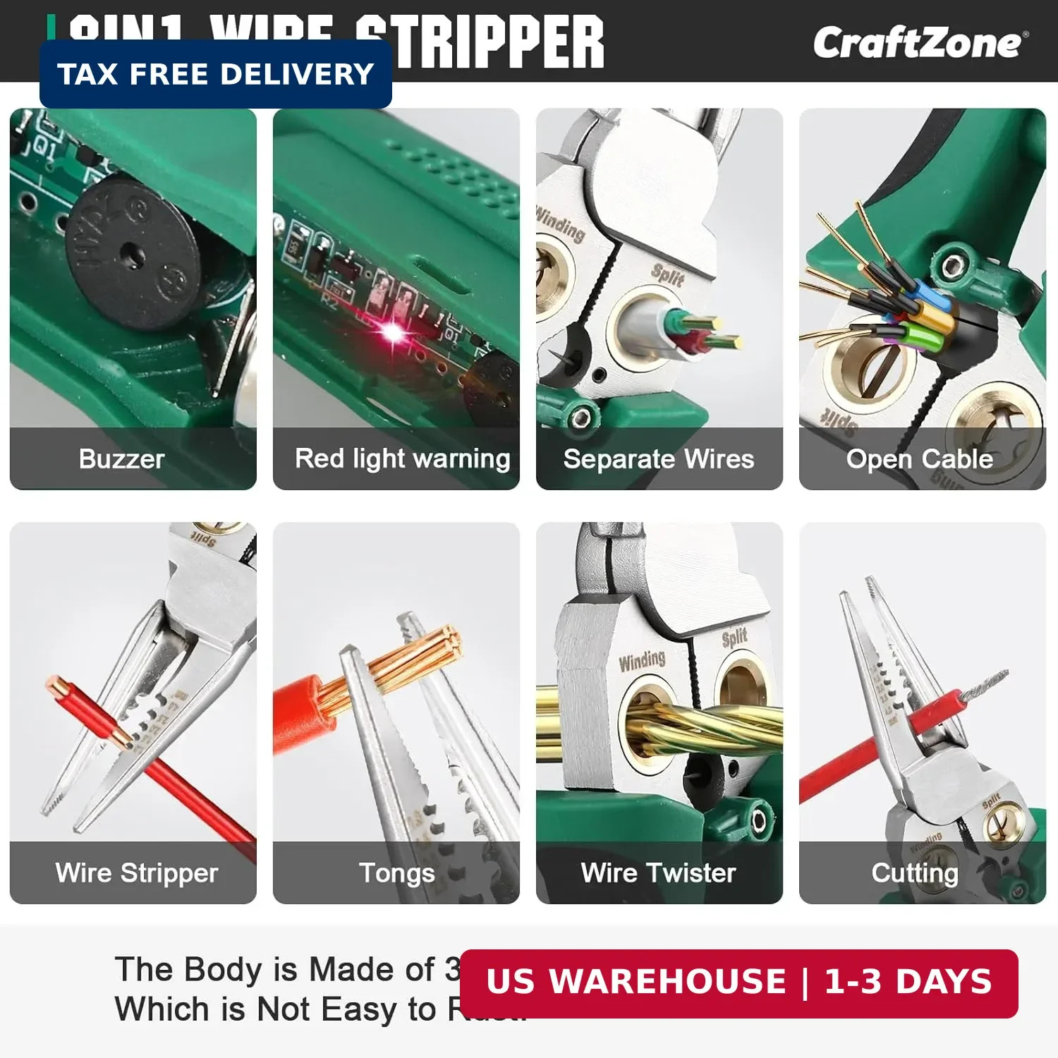 8 in 1 Wire Stripper with Voltage Tester, Multi-function Electric Wire Stripping