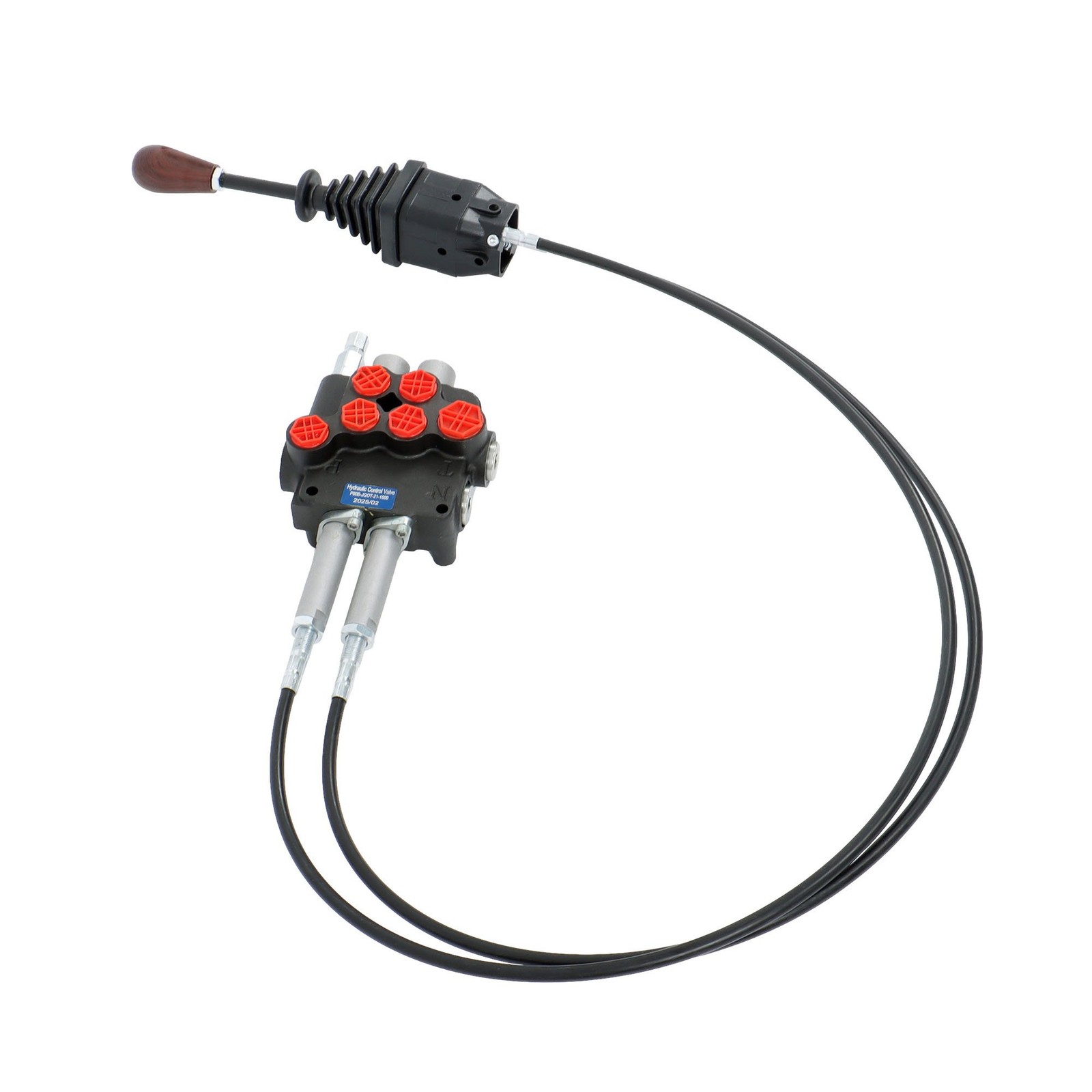 2 Spool Remote Control Valve 80LPM Hydraulic Kit w/Joystick 4.9ft Cables