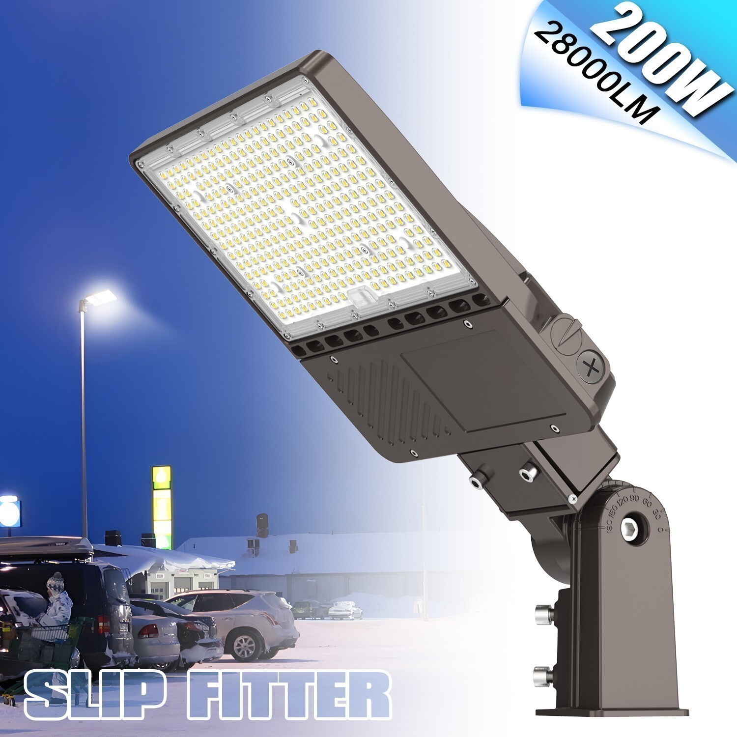 LED Parking Lot Street Pole Lamp 200W Dusk to Dawn Shoebox Area Lighting KUKUPPO