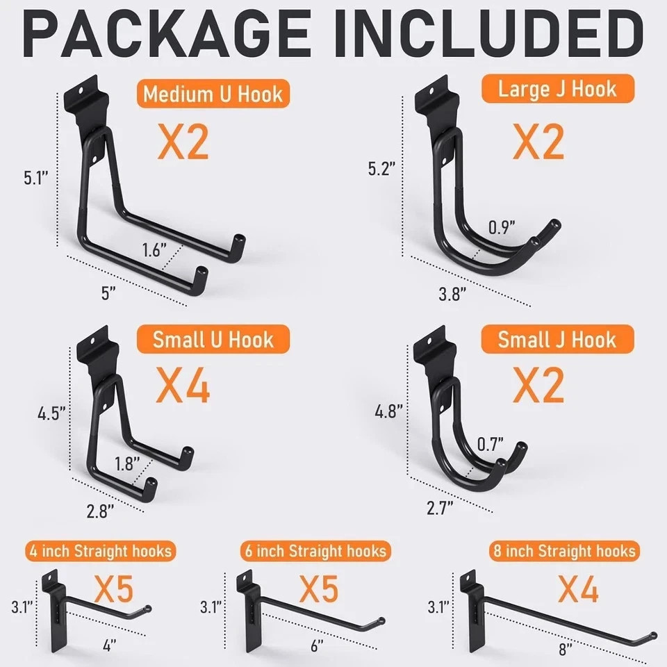24 Pack Heavy Duty Slatwall Hooks Black Slatwall Panel Accessories Assortment