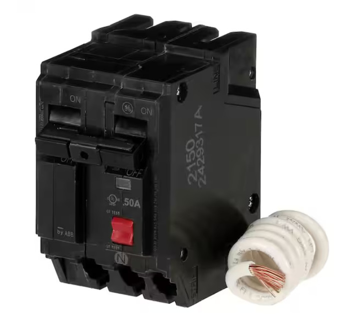 GE 50 Amp 240-Volt Double Pole Ground Fault Breaker with Self-Test THQL2150GFT2P