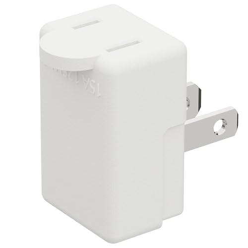 1PC NEMA 1-15P to 1-15R 90° Up Angle 2-Prong US Power Adapter White
